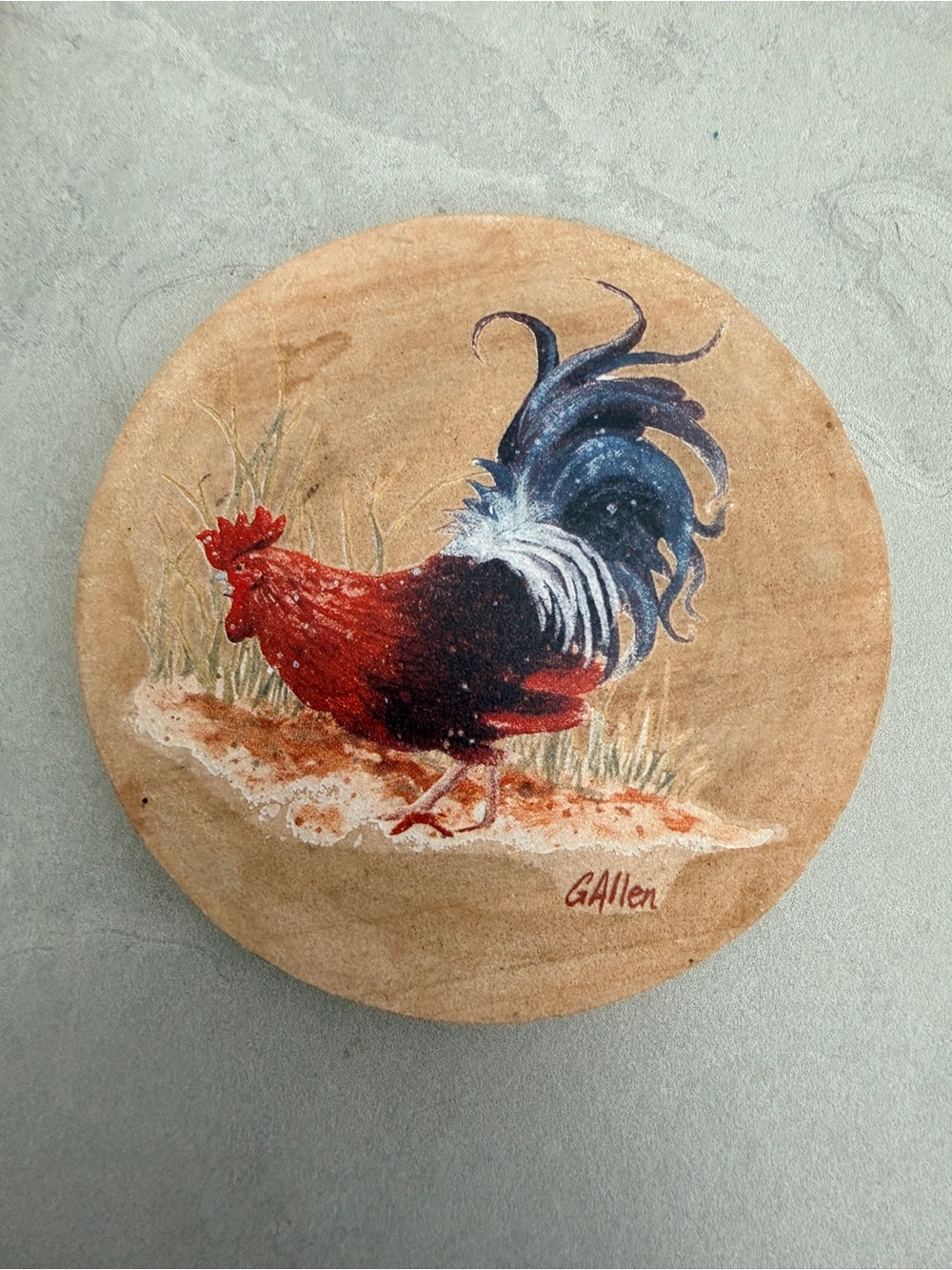 Sandstone Coasters Assorted Rooster Motifs With Cork Bottom. - Picture 4 of 6